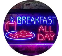 All Day Breakfast Display Wall Décor Dual Color LED Neon Sign Red & Blue 400 x 300mm st6s43-i2311-rb