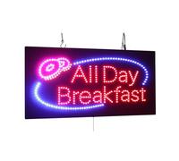 All Day Breakfast Sign, TOPKING, Signage, LED, Neon, Open, Store, Window, Shop, Business, Signboard, Display, Grand Opening, 24"x12" (60cm*30cm)