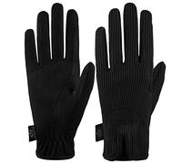 All Day Horse Riding Gloves Ladies Dublin Track Fabric Gloves Leather Equestrian (Black, L)