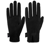All Day Horse Riding Gloves Ladies Dublin Track Fabric Gloves Leather Equestrian (Black, M)