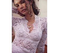 All Day Lace Long Sleeve by Intimately at Free People in Ivory, Size: Large - female