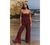 All Day Linen Pant Set by free-est at Free People in Chocolate Truffle, Size: Large - female
