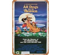All Dogs Go To Heaven 1989 Vintage Movie Poster Tin Sign,Retro of Classic Old Film Poster Metal Sign TV Bar Wall Club Restaurant Man Cave Wall Decoration 8x12 Inches Retro Plaques.