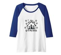 All Dogs Go to My House Dog Lover Home Paw Raglan Baseball Tee, Women, Royal Blue/White, XL