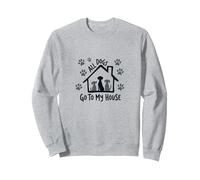 All Dogs Go To My House Dog Lover Home Paw Sweatshirt, Adult Unisex, Heather Grey, XL