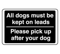 All Dogs Must Be Kept On Lead Sign - High-Tack Self-Adhesive Vinyl Sticker (200 x 150mm)