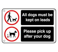 All Dogs Must Be Kept On Leads Pick Up After Your Dog Sign - Pre-Drilled 3mm Aluminium Dibond, Heavy-Duty Weatherproof (300 x 200mm)