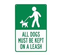 All Dogs Must Be Kept On Leash Vintage Metal Leash Warning Sign 12x8 Inch