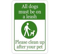 All Dogs Must Be On A Leash Clean Up After Pet With Design Caution Sign Warning Metal Sign Aluminum Signs for Outdoors Use Yard Farm Fence Home Wall Decor 8x12 inch
