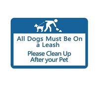 All Dogs Must Be on A Leash Please Clean Up After Your Pet Warning Metal Sign for Inside Outside Railway Road Yard Parking Lot Use Decorative Street Notice Aluminum Tin Metal Signs 8x12