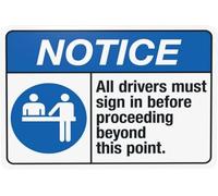 All Drivers Must Sign In Before Proceeding Beyond This Point Warning Metal Sign Tin Signs Aluminum Plaque for Outdoors Use Yard Farm Fence Home Wall Decor 8x12 inch