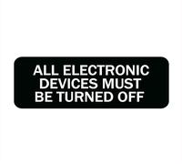 All Electronic Devices Must Be Turned Off Sign, 10 X 3 Inch Acrylic Plastic Sign With Symbols, Self-Adhesive, For Restaurant, Salons, Hotel, Motel, Rest Stops, Public Restrooms