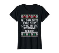 All Employees Must Stop Crying Before Returning to Work Xmas Value Graphic T-Shirt, Women, Black, S