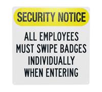 All Employees Must Swipe Badges Individually When Entering Warning,Visitor Security Metal Signs for Home Busines Garage Street Wall Caution Decor 8 x 12 Inch