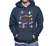 All+Every Adventure Time Christmas Characters Montage Men's Hooded Sweatshirt Navy Blue