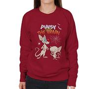 All+Every Animaniacs Pinky and The Brain Halloween Creepy Crawlies Women's Sweatshirt Cherry Red