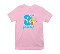 All+Every Baby Shark 3rd Birthday Kid's T-Shirt Light Pink