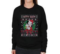 All+Every Betty Boop Christmas with Pudgy Women's Sweatshirt Black