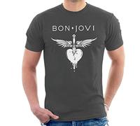 All+Every Bon Jovi Dagger Heart Logo Men's T-Shirt Charcoal