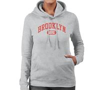 All+Every Brooklyn NYC Varsity Text Women's Hooded Sweatshirt Heather Grey