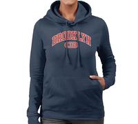 All+Every Brooklyn NYC Varsity Text Women's Hooded Sweatshirt Navy Blue