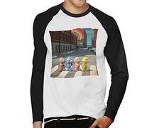 All+Every Care Bears Zebra Crossing Men's Baseball Long Sleeved T-Shirt White/Black