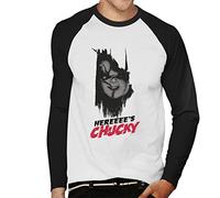 All+Every Chucky Hereeees Chucky Men's Baseball Long Sleeved T-Shirt White/Black