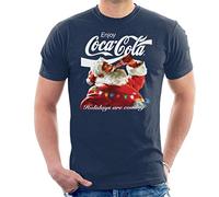All+Every Coca Cola Holidays are Coming Lights Men's T-Shirt Navy Blue