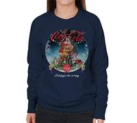 All+Every Coca Cola Santa at The Christmas Tree Women's Sweatshirt Navy Blue