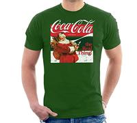 All+Every Coca Cola The Real Thing Christmas Men's T-Shirt Bottle Green