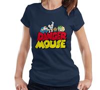 All+Every Danger Mouse Logo with Characters Women's T-Shirt Navy Blue