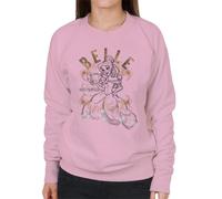 All+Every Disney Belle Floral Sketch Beauty And The Beast Women's Sweatshirt Light Pink