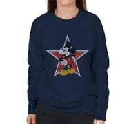 All+Every Disney Distressed Mickey Mouse Star Women's Sweatshirt Navy Blue