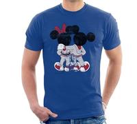All+Every Disney Mickey and Minnie Mouse Together Distressed Back Men's T-Shirt Royal Blue