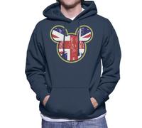 All+Every Disney Mickey Mouse Union Jack United Kingdom Men's Hooded Sweatshirt Navy Blue