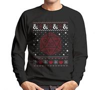 All+Every Dungeons & Dragons Christmas Knit Pattern Dice Men's Sweatshirt Black