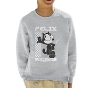 All+Every Felix The Cat Leaning Kid's Sweatshirt Heather Grey