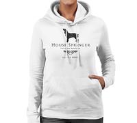 All+Every Game Of Bones House Springer Spaniel Parody Women's Hooded Sweatshirt White