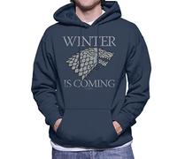 All+Every Game of Thrones House Stark Winter is Coming Men's Hooded Sweatshirt Navy Blue