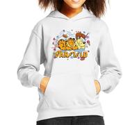 All+Every Garfield and Odie Napping Retro 90s Kid's Hooded Sweatshirt White