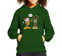 All+Every Garfield Christmas Odie Decorated Kid's Hooded Sweatshirt Bottle Green