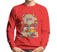 All+Every Garfield Christmas Peace Love Lasagna Men's Sweatshirt Red