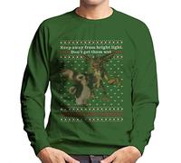 All+Every Gremlins Christmas Gizmo and Stripe Never Feed After Midnight Men's Sweatshirt Bottle Green