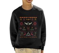 All+Every Harry Potter Christmas Platform Nine and Three Quarters Kid's Sweatshirt Black