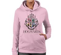 All+Every Harry Potter Hogwarts Animal Houses Logo Women's Hooded Sweatshirt Light Pink