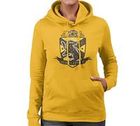 All+Every Harry Potter Hufflepuff Quidditch Distressed Shield Women's Hooded Sweatshirt Gold