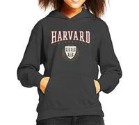 All+Every Harvard University Classic Crest Kid's Hooded Sweatshirt Charcoal