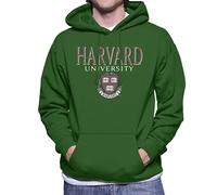 All+Every Harvard University Faded Veritas Crest Men's Hooded Sweatshirt Bottle Green