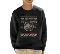 All+Every Jurassic Park Christmas Knitted T Rex Kid's Sweatshirt Black