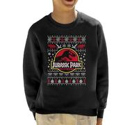 All+Every Jurassic Park Logo Christmas Knit Pattern Kid's Sweatshirt Black